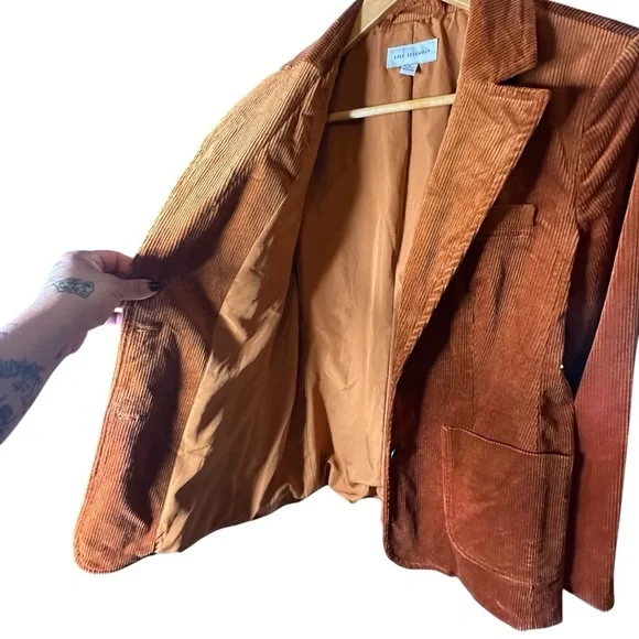 🔴 5 for $40 SALE! 
Free Assembly Orange Corduroy Lined Front Pocket Blazer sz S - Picture 11 of 13